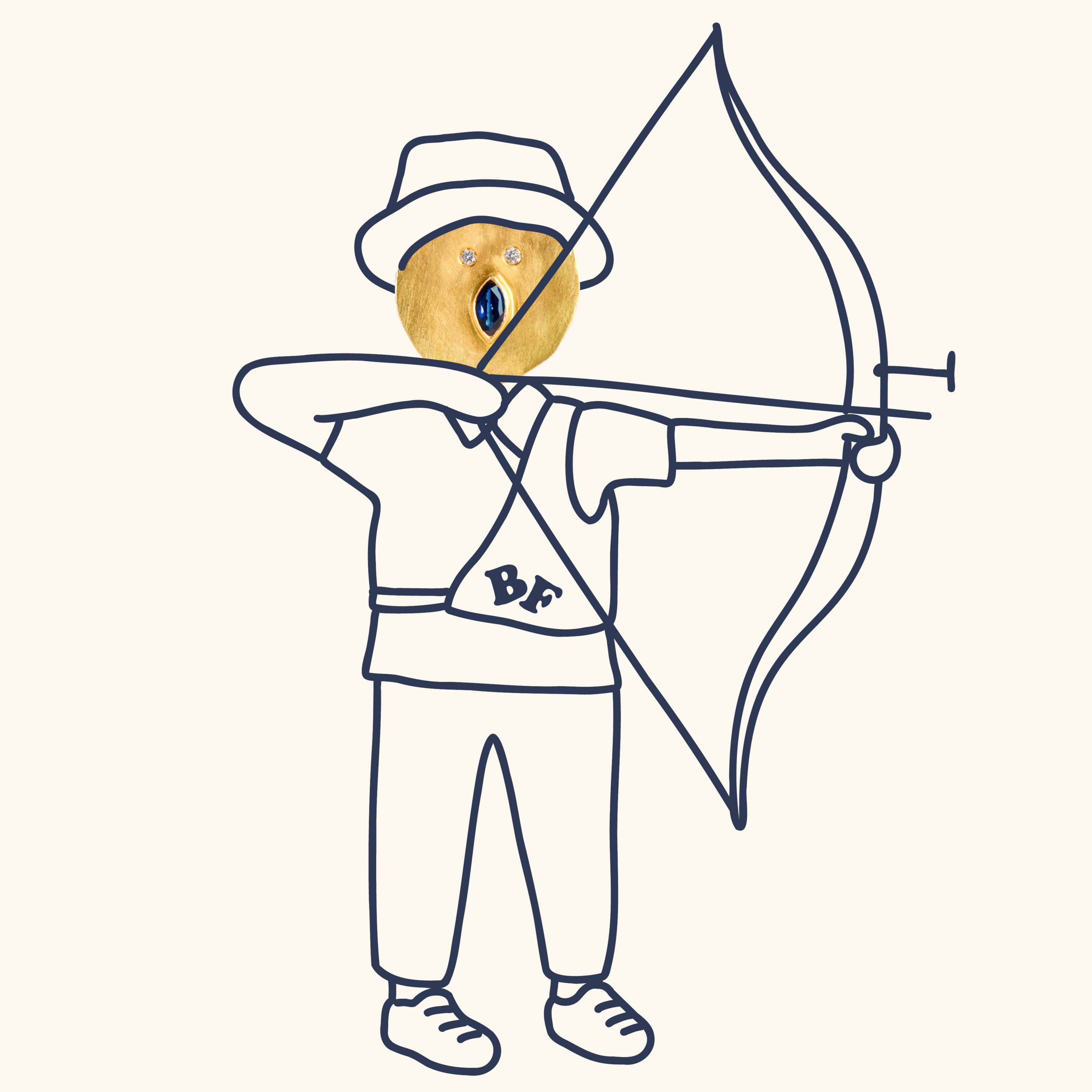 Médaille Louise Diamants et Saphir - Or 750/1000