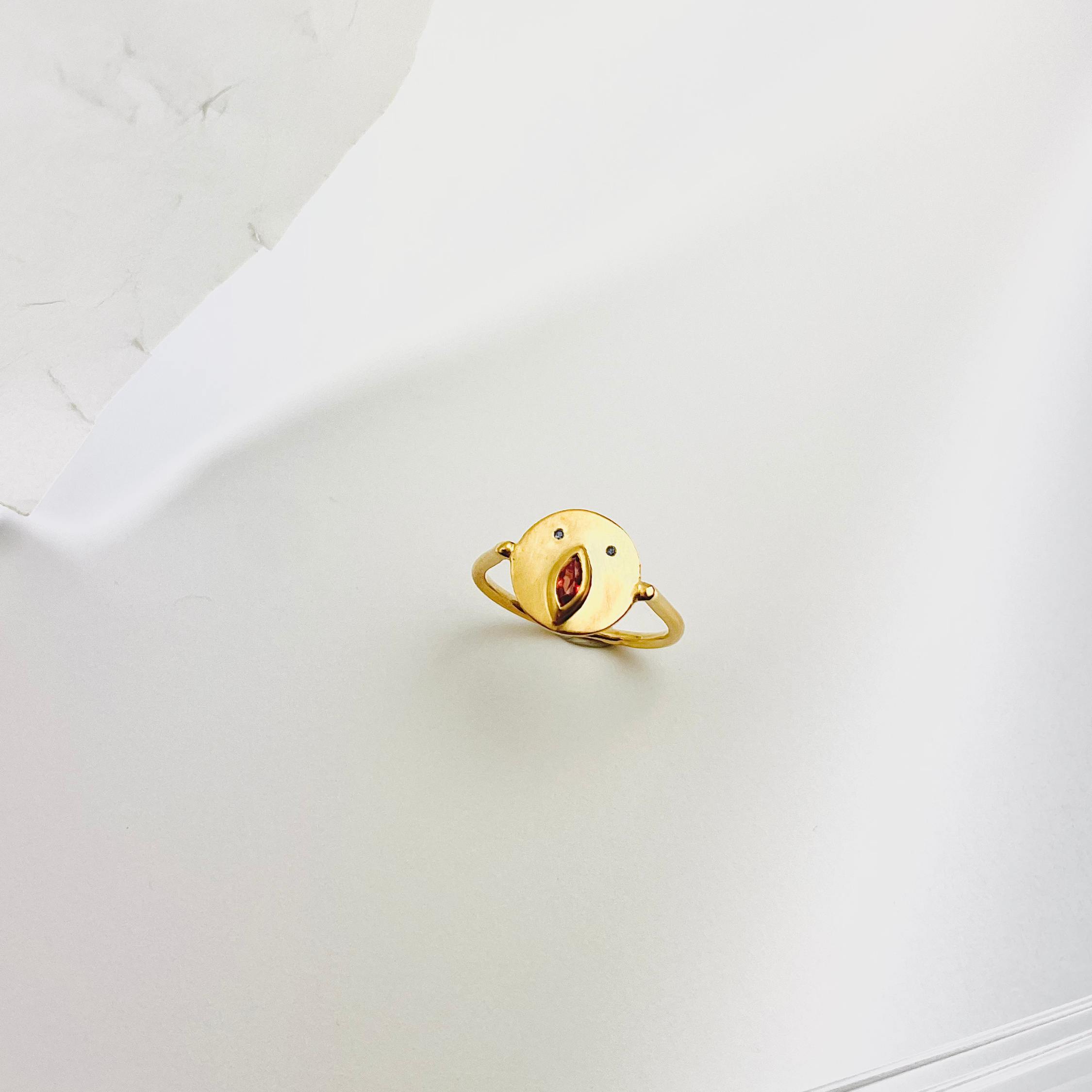 Mini Bague Tronche Louise - Vermeil & Saphir Rouge