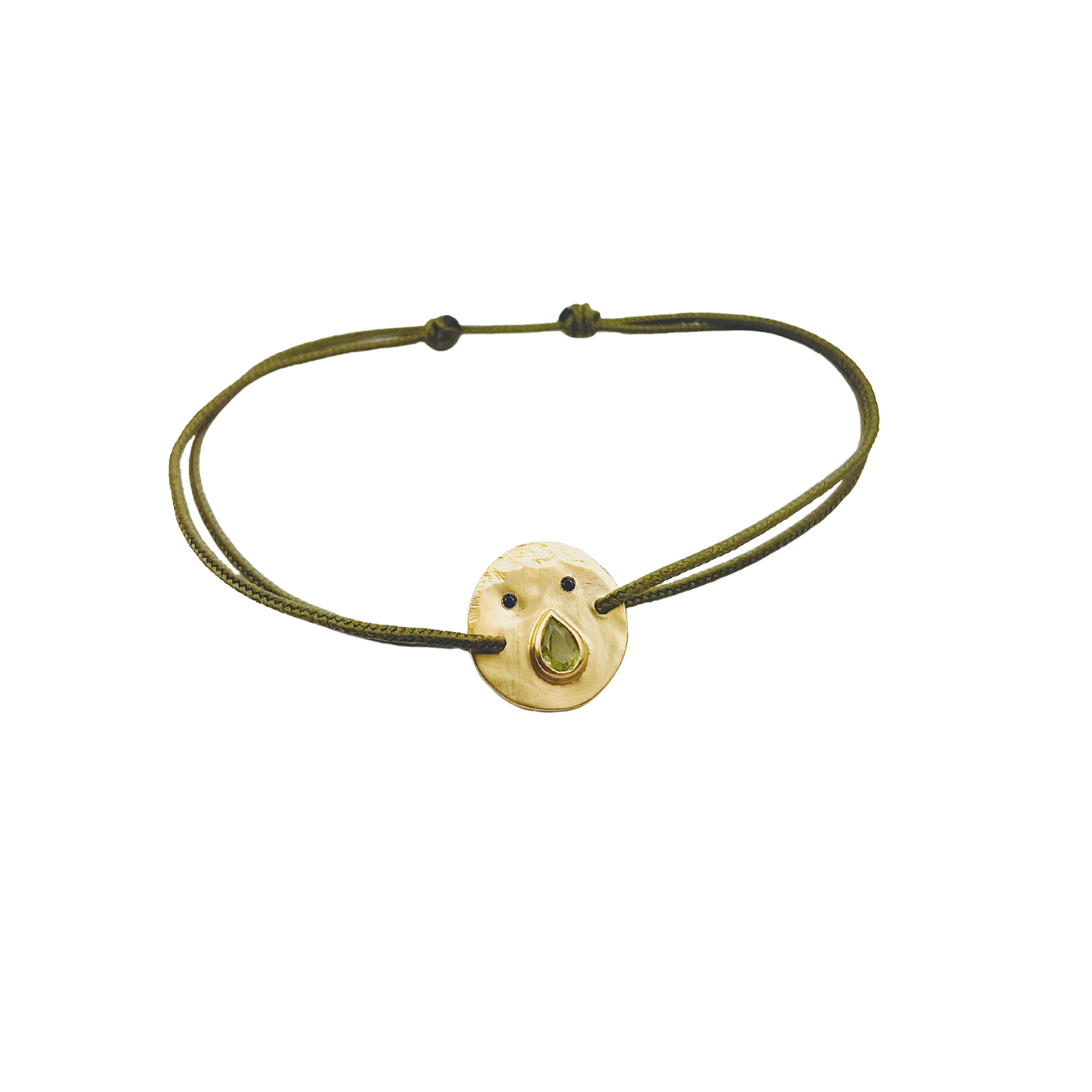 Bracelet Cordon Tronche Paula - Vermeil et Saphir Vert
