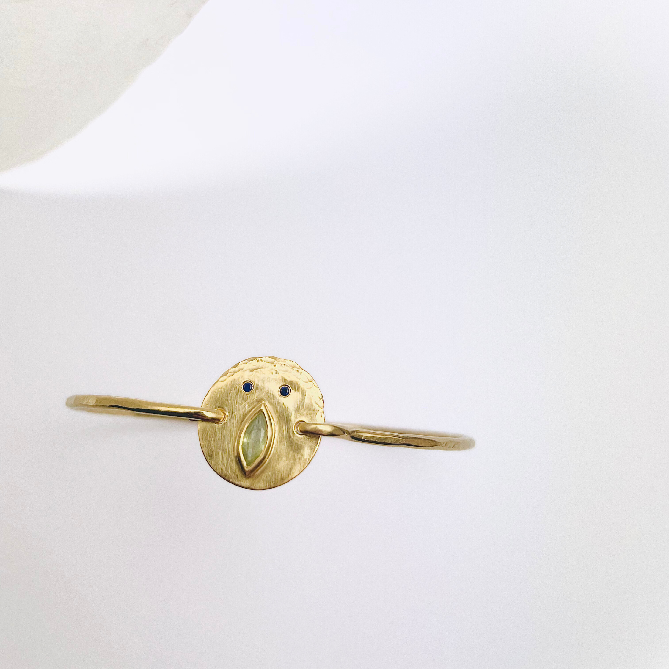 Jonc Tronche Louise - Vermeil et Saphir Vert