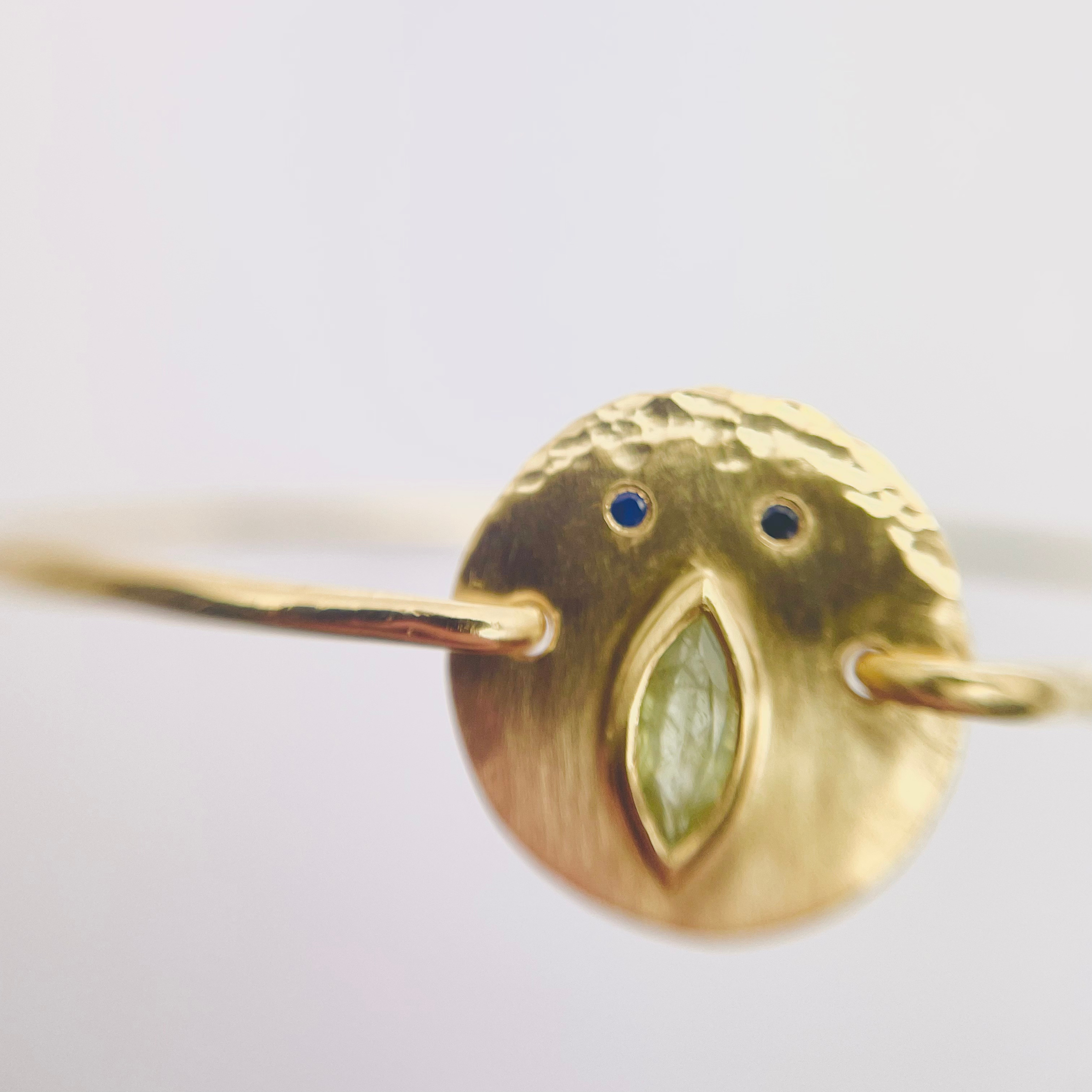 Jonc Tronche Louise - Vermeil et Saphir Vert