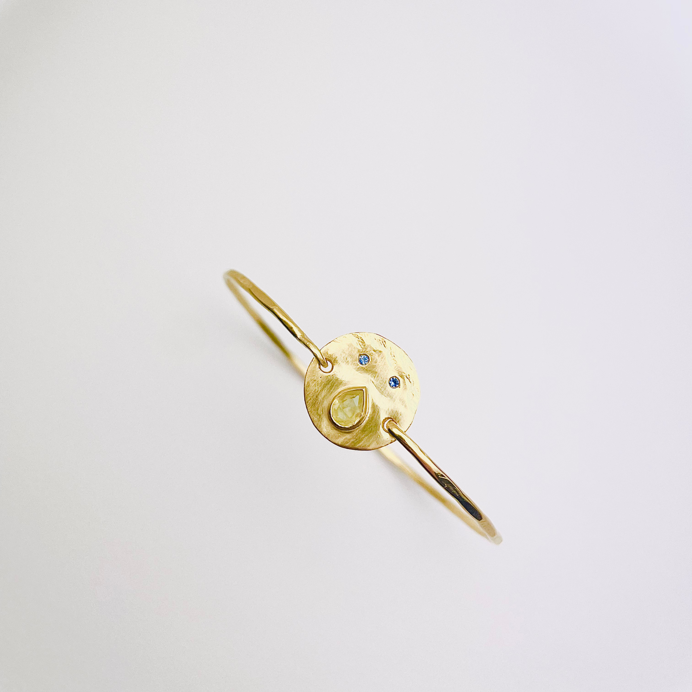 Jonc Tronche Paula - Vermeil et Saphir Jaune/Vert