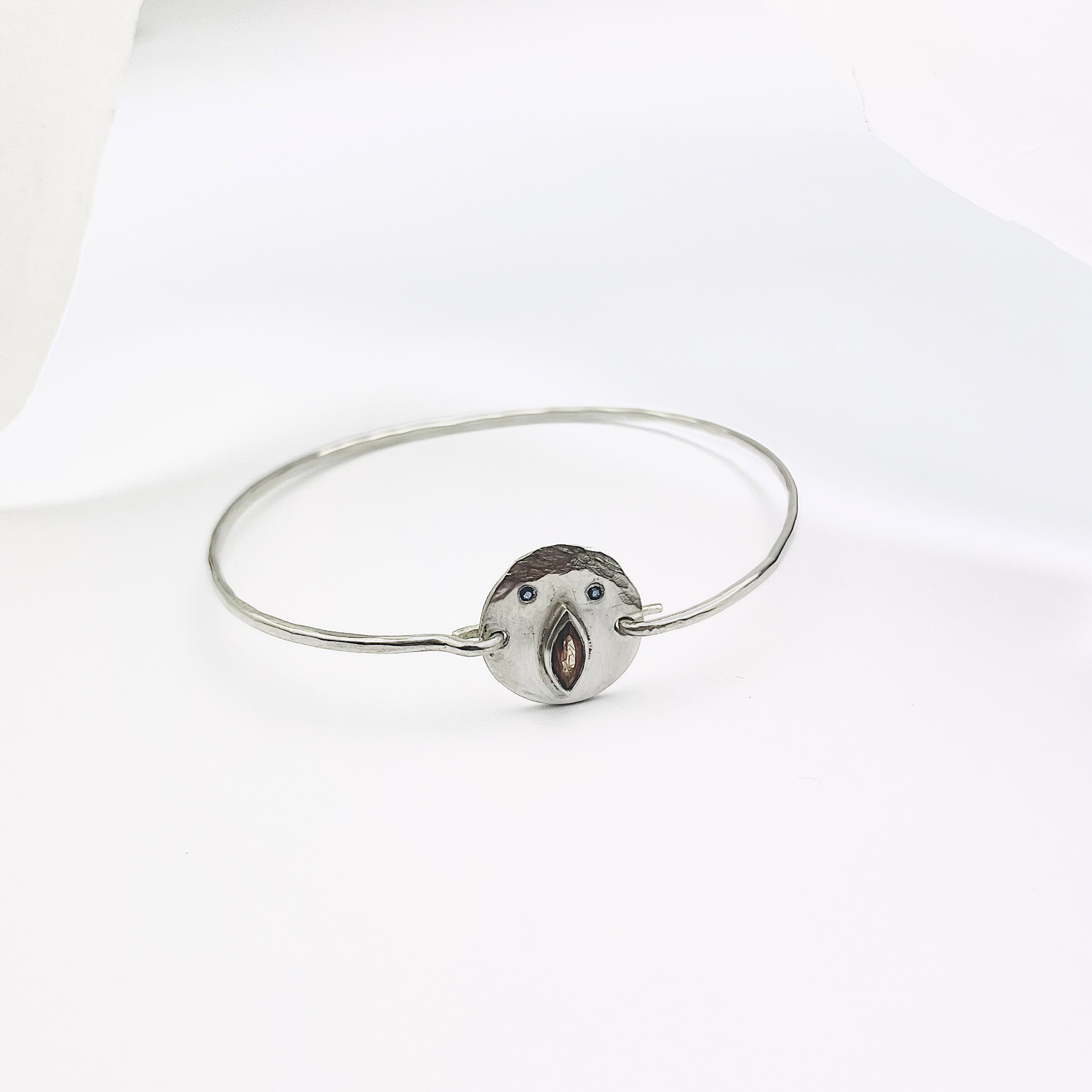 Jonc Tronche Louise - Argent et Saphir Rosé