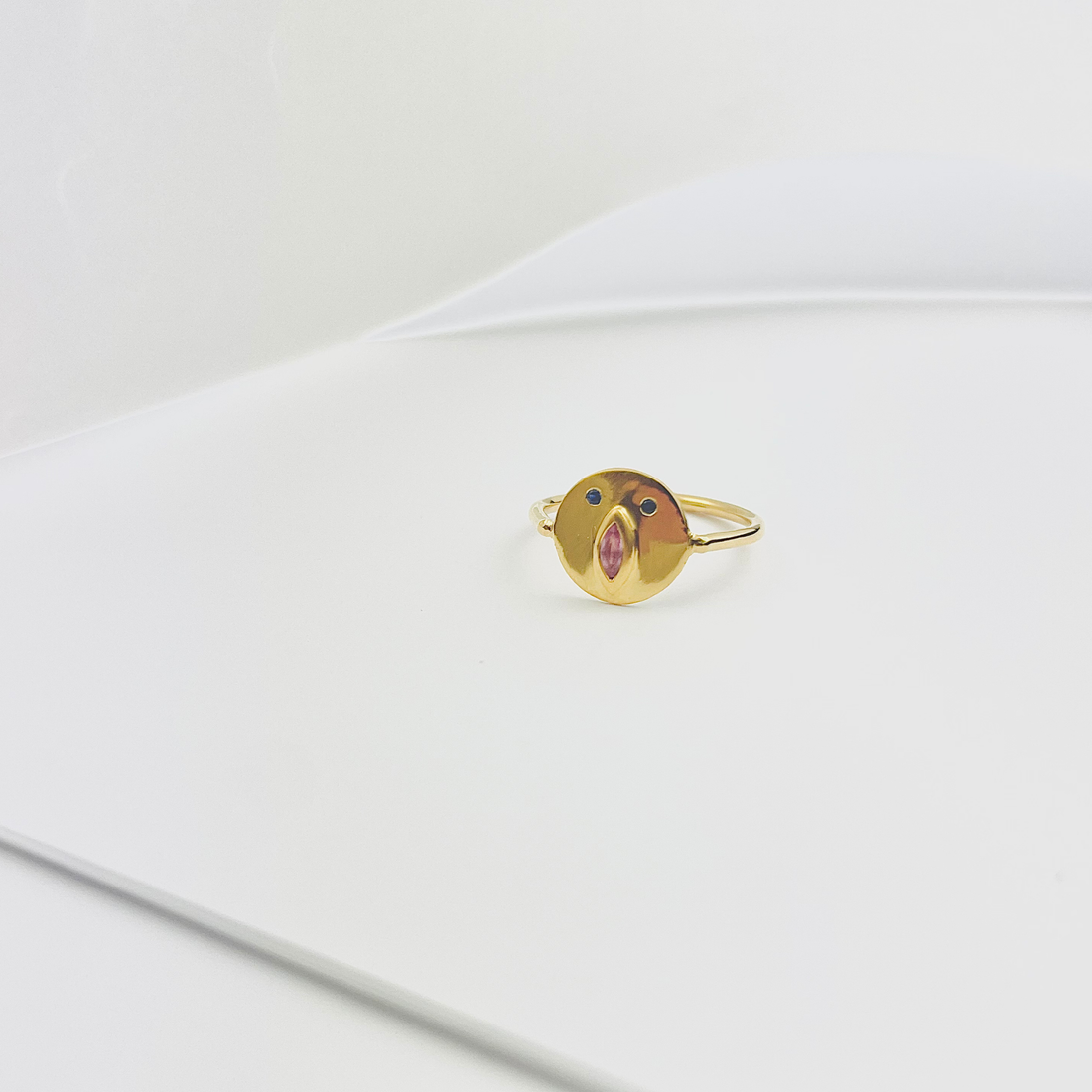 Mini Bague Tronche Louise - Vermeil &amp; Saphir Rose