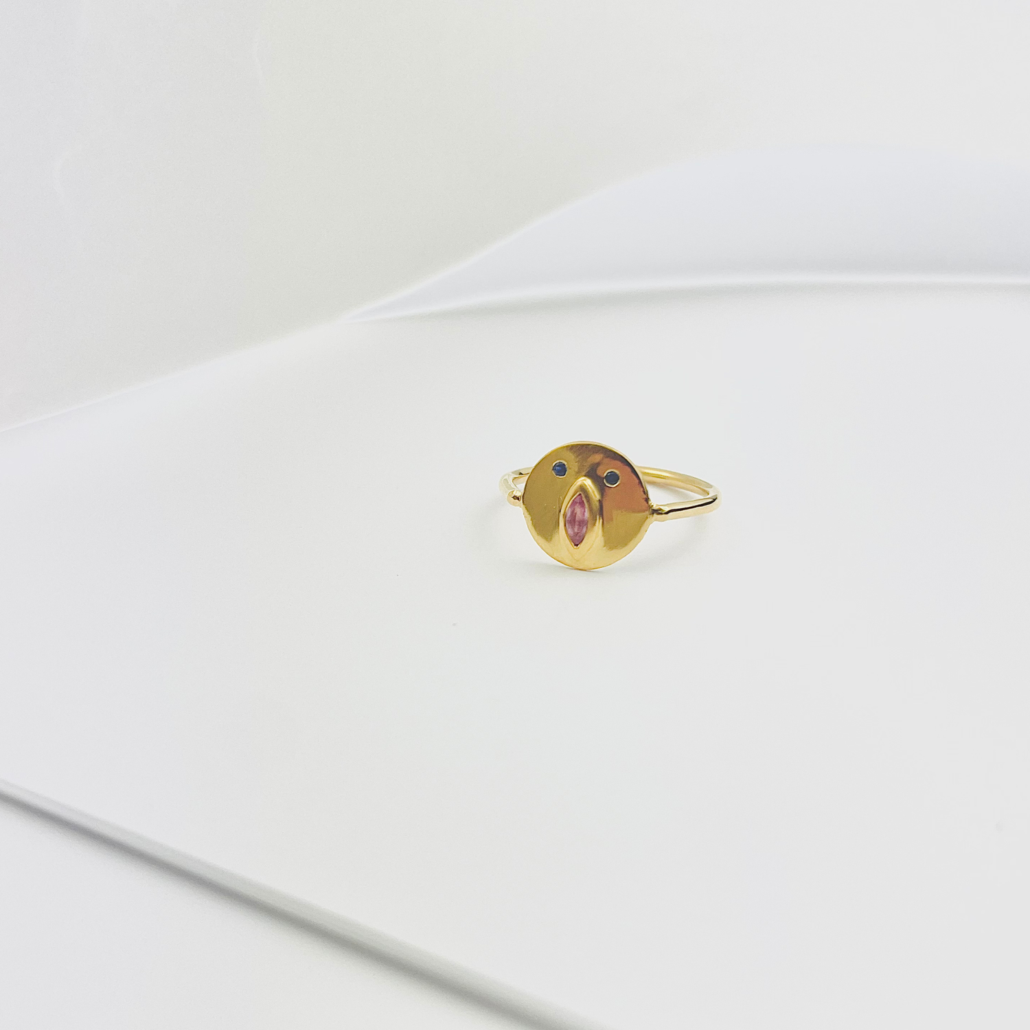 Mini Bague Tronche Louise - Vermeil &amp; Saphir Rose