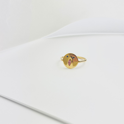 Mini Bague Tronche Louise - Vermeil &amp; Saphir Rose