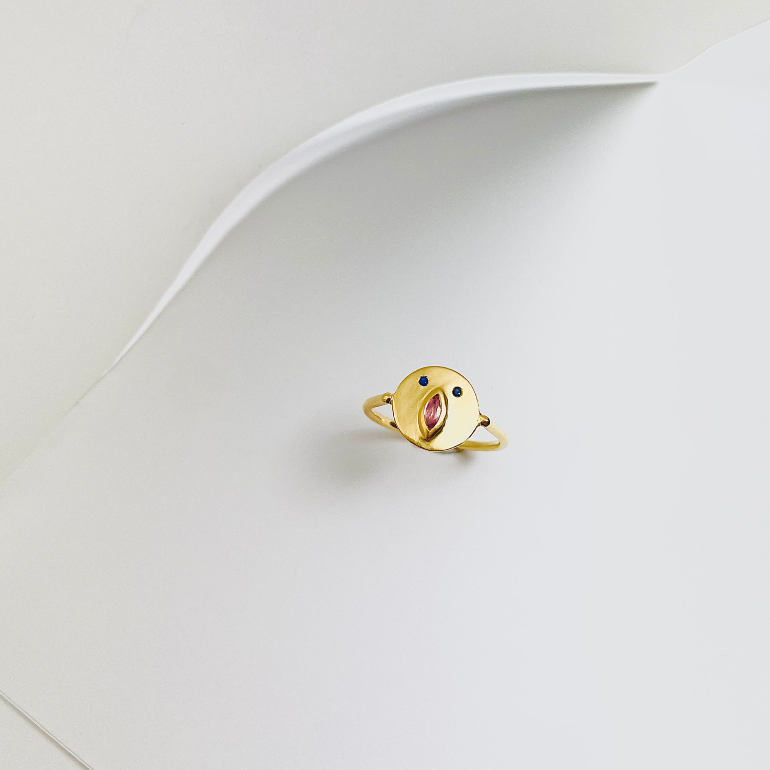 Mini Bague Tronche Louise - Vermeil &amp; Saphir Rose