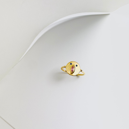 Mini Bague Tronche Louise - Vermeil &amp; Saphir Rose