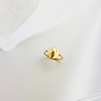 Mini Bague Tronche Louise - Vermeil &amp; Saphir Rouge