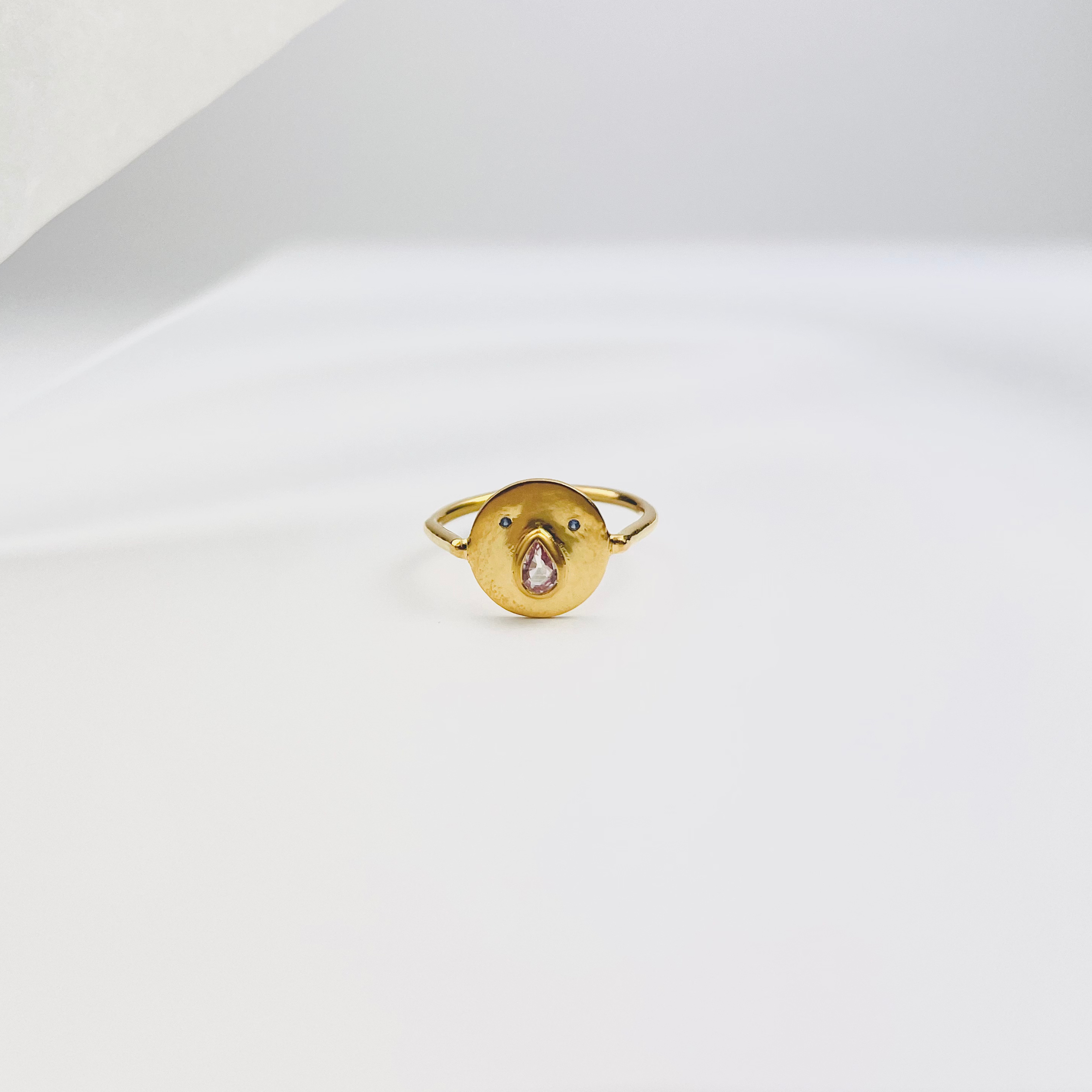 Mini Bague Tronche Paula - Vermeil &amp; Saphir Rose