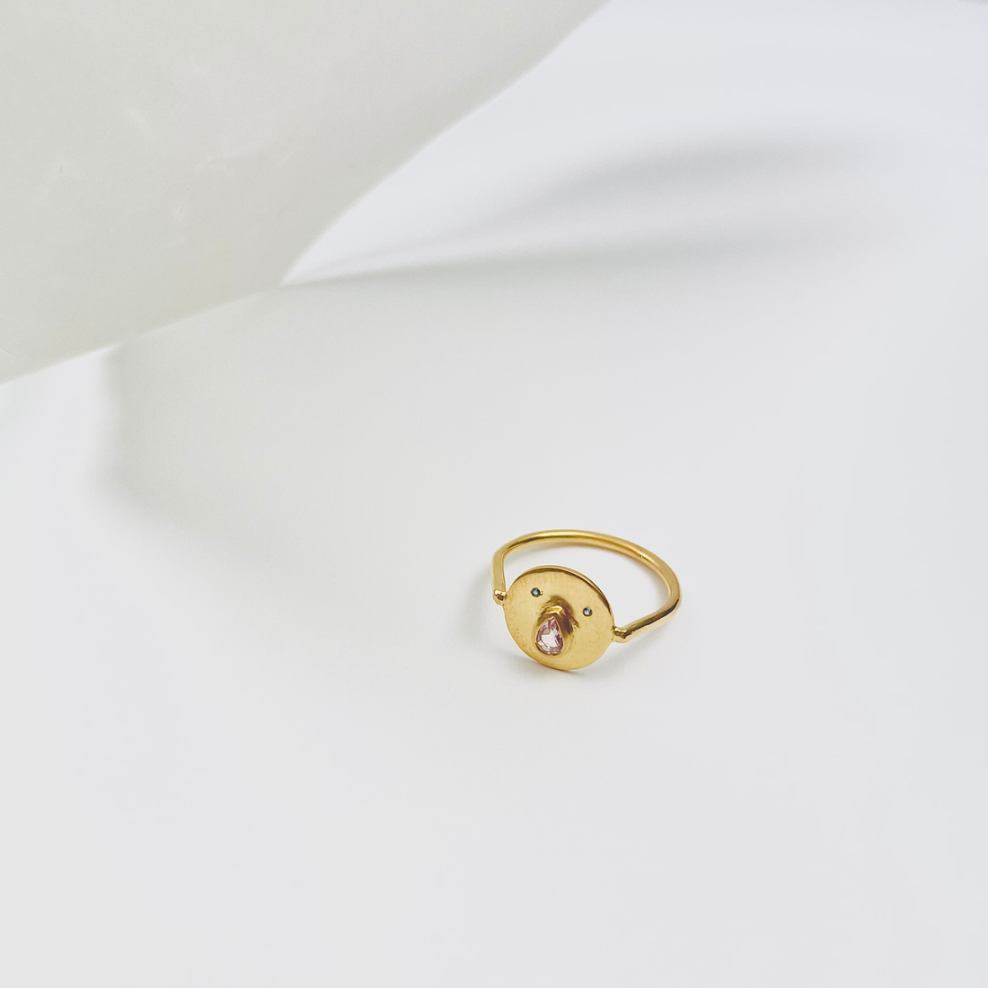 Mini Bague Tronche Paula - Vermeil &amp; Saphir Rose