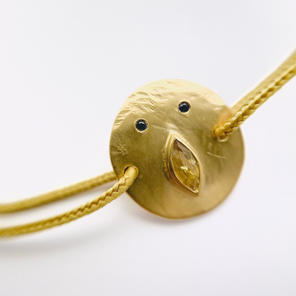 Bracelet Cordon Tronche Louise - Vermeil et Saphir Jaune Miel