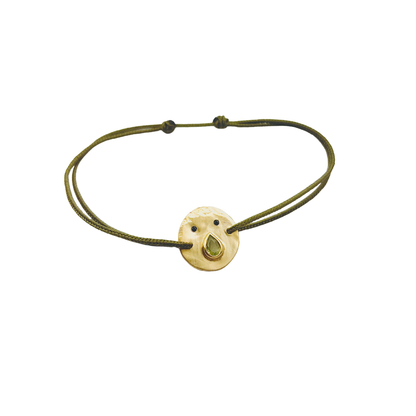 Bracelet Cordon Tronche Paula - Vermeil et Saphir Vert