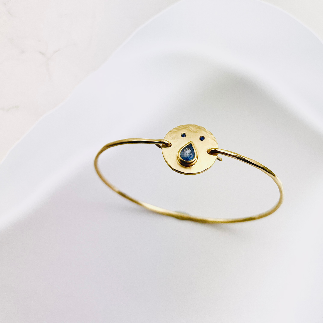 Jonc Tronche Paula - Vermeil et Saphir Bleu