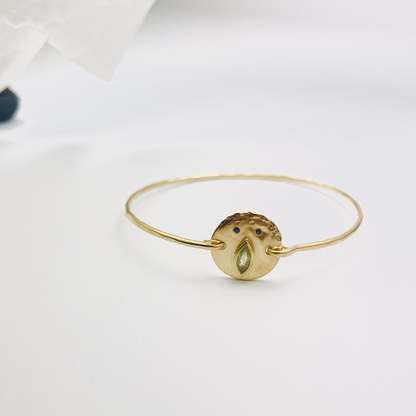 Jonc Tronche Louise - Vermeil et Saphir Vert