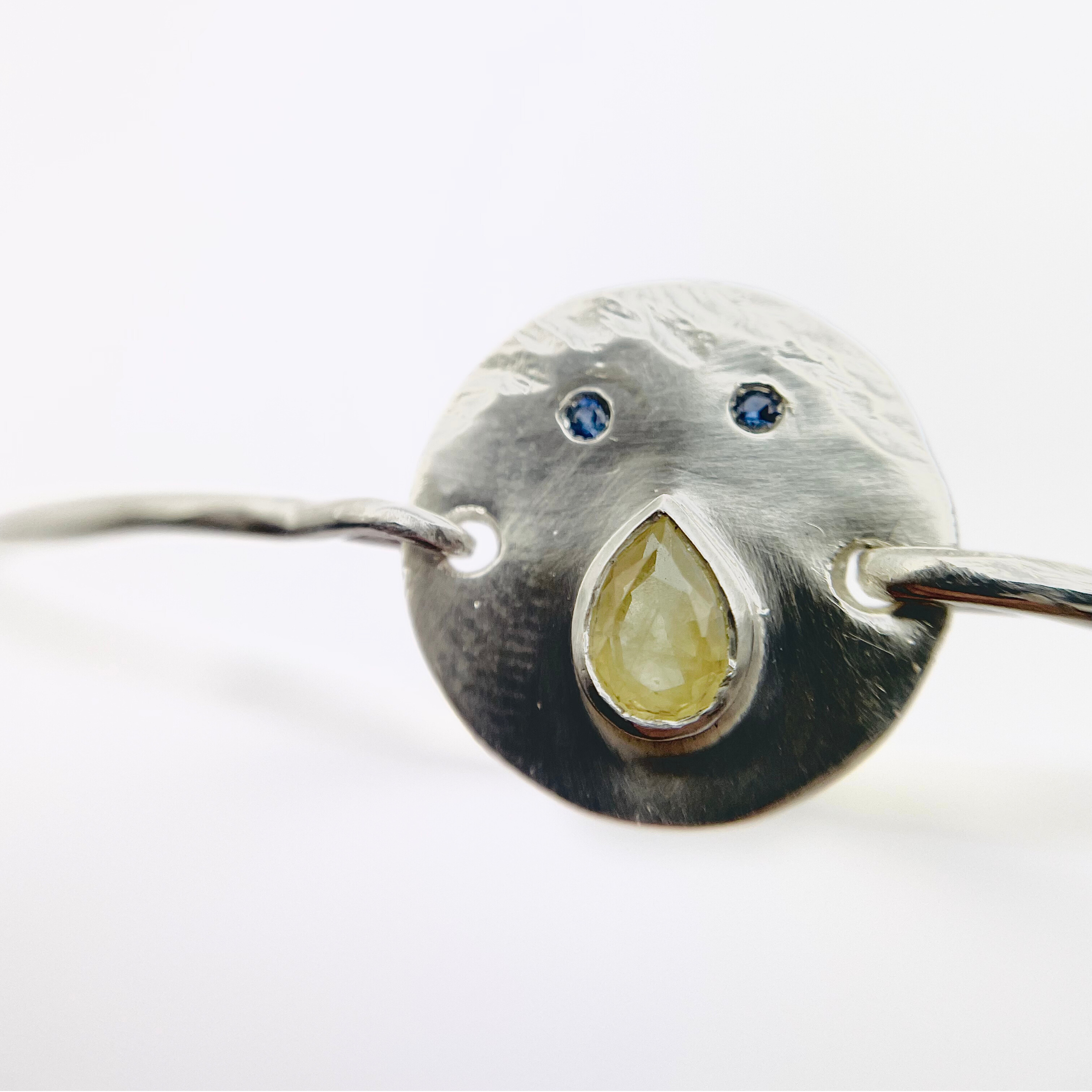 Jonc Tronche Paula - Argent et Saphir Jaune